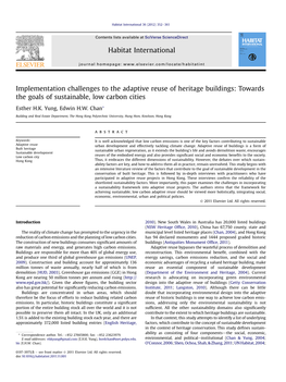 Implementation Challenges to the Adaptive Reuse of Heritage Buildings: Towards the Goals of Sustainable, Low Carbon Cities