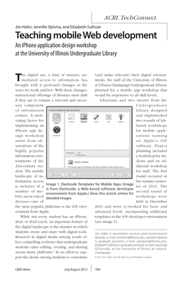 Teaching Mobile Web Development an Iphone Application Design Workshop at the University of Illinois Undergraduate Library