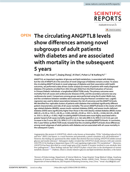 The Circulating ANGPTL8 Levels Show Differences Among Novel Subgroups