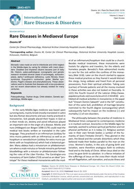 Rare Diseases in Mediaeval Europe