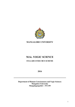 M.Sc. YOGIC SCIENCE SYLLABUS for CBCS SCHEME