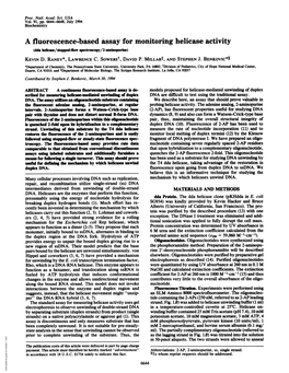 A Fluorescence-Based Assay for Monitoring Helicase Activity (Dda Helcase/Stopped-Flow Sptospy/2-Amnope) KEVIN D