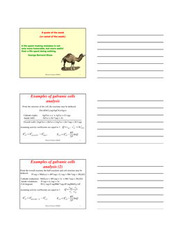 Examples of Galvanic Cells Analysis Examples of Galvanic Cells Analysis