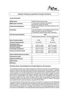 Emergency Long-Distance Heating in Choibalsan