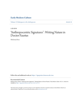 Writing Nature in Doctor Faustus Mckenna Rose