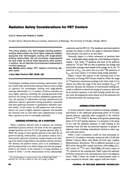 Radiation Safety Considerations for PET Centers