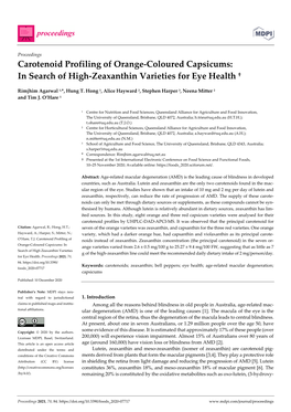 Carotenoid Profiling of Orange-Coloured Capsicums: in Search of High-Zeaxanthin Varieties for Eye Health †