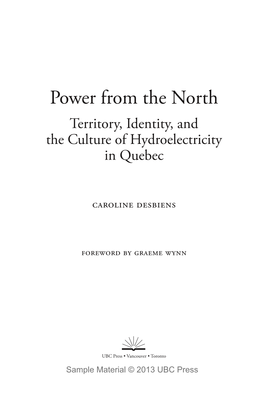 Power from the North Territory, Identity, and the Culture of Hydroelectricity in Quebec