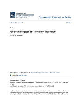 Abortion on Request: the Psychiatric Implications