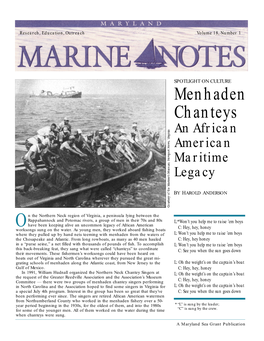 Menhaden Chanteys an African American Maritime Legacy