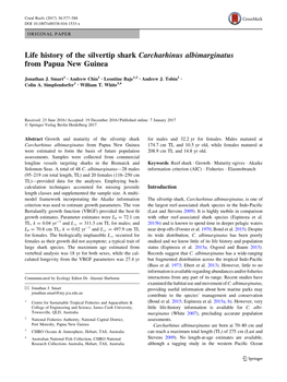 Life History of the Silvertip Shark Carcharhinus Albimarginatus from Papua New Guinea