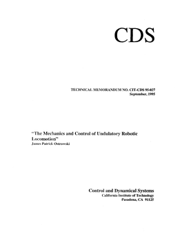 The Mechanics and Control of Undulatory Robotic Locomotion