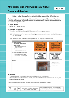 Mitsubishi General-Purpose AC Servo Sales and Service