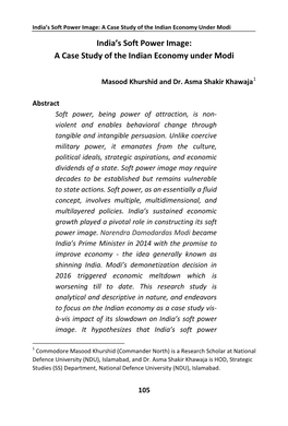 India's Soft Power Image:A Case Study of the Indian Economy Under