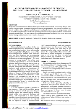 Clinical Findings and Management of Chronic Blepharitis in a 25-Year Old