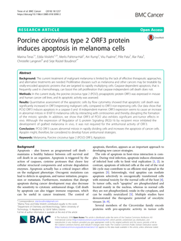 Porcine Circovirus Type 2 ORF3 Protein Induces Apoptosis in Melanoma Cells