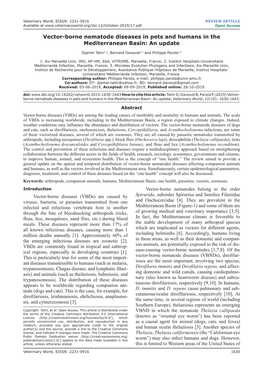 Vector-Borne Nematode Diseases in Pets and Humans in the Mediterranean Basin: an Update