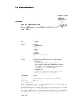 Impact of Biofuels on Air Pollutant Emissions from Road Vehicles