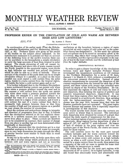 Professor Exner on the Circulation of Cold and Warm Air Between High and Low Latitudes