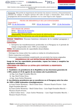 Interpreta Las Transformaciones Producidas En El Paraguay En El Periodo De Tiempo Comprendido Entre 1989 Y La Actualidad