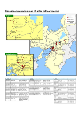Kansai Accumulation Map of Solar Cell Companies