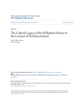 The Cultural Legacy of the Williamite History in the Context of Northern