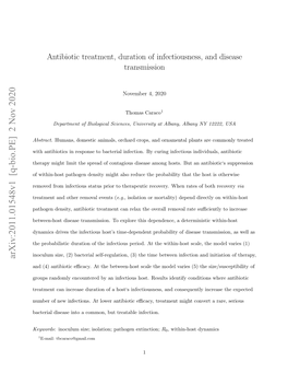 Antibiotic Treatment, Duration of Infectiousness, and Disease