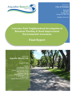 Lawrence Park Neighbourhood Investigation of Basement Flooding & Road Improvement Environmental Assessment