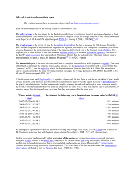 Sidereal, Tropical, and Anomalistic Years the Relations