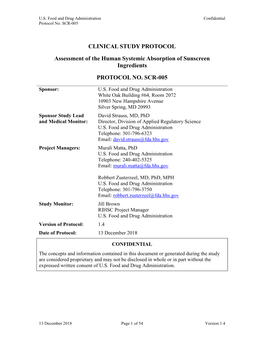 CLINICAL STUDY PROTOCOL Assessment of the Human Systemic