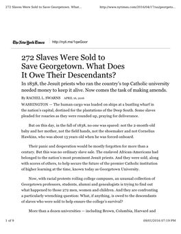 272 Slaves Were Sold to Save Georgetown. What Does It Owe