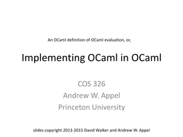 Implementing Ocaml in Ocaml