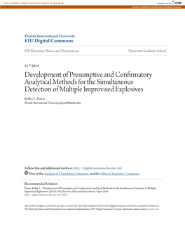 Development of Presumptive and Confirmatory Analytical Methods for the Simultaneous Detection of Multiple Improvised Explosives Kelley L