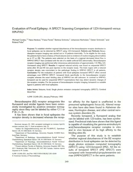 Evaluation of Focal Epilepsy: ASPECT Scanning Comparison of 123-1-Iomazenil Versus HM-PAO