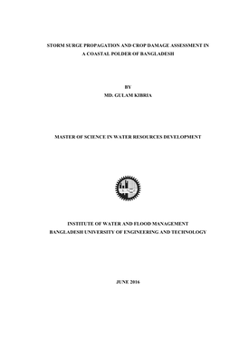 Storm Surge Propagation and Crop Damage Assessment in a Coastal Polder of Bangladesh