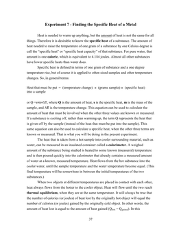 7-Specific Heat of a Metal