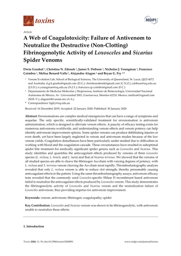 Fibrinogenolytic Activity of Loxosceles and Sicarius Spider Venoms