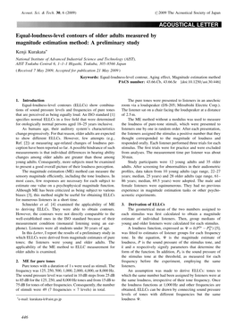 Equal-Loudness-Level Contours of Older Adults Measured By