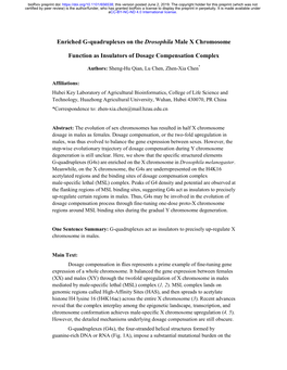 Enriched G-Quadruplexes on the Drosophila Male X Chromosome