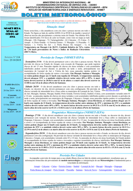 Previsão Do Tempo (NHMET-IEPA)* * Prognóstico Meteorológico