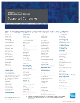 Supported Currencies