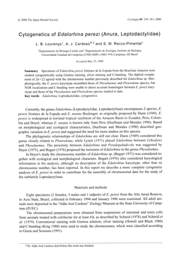 Cytogenetics of Edalorhina Perezi (Anura, Leptodactylidae)