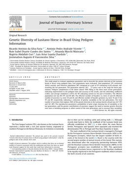 Genetic Diversity of Lusitano Horse in Brazil Using Pedigree Information