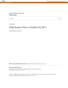 Daily Eastern News: October 24, 2011 Eastern Illinois University