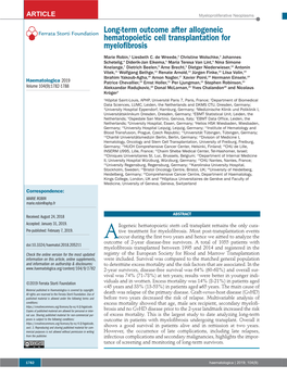 Long-Term Outcome After Allogeneic Hematopoietic Cell Transplantation for Myelofibrosis