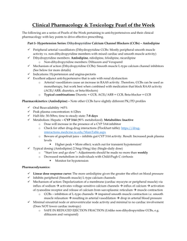 Dihydropyridine Calcium Channel Blockers (Ccbs) – Amlodipine