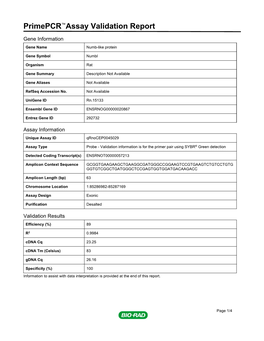 Primepcr™Assay Validation Report