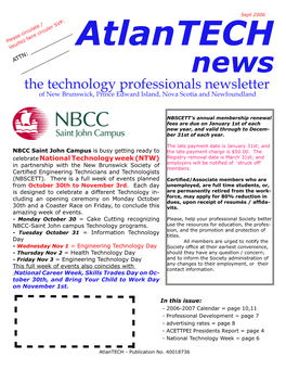 The Technology Professionals Newsletter of New Brunswick, Prince Edward Island, Nova Scotia and Newfoundland