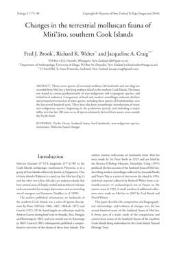 Changes in the Terrestrial Molluscan Fauna of Miti'āro