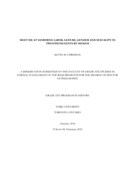Meet Me at Sanborns: Labor, Leisure, Gender and Sexuality in Twentieth-Century Mexico